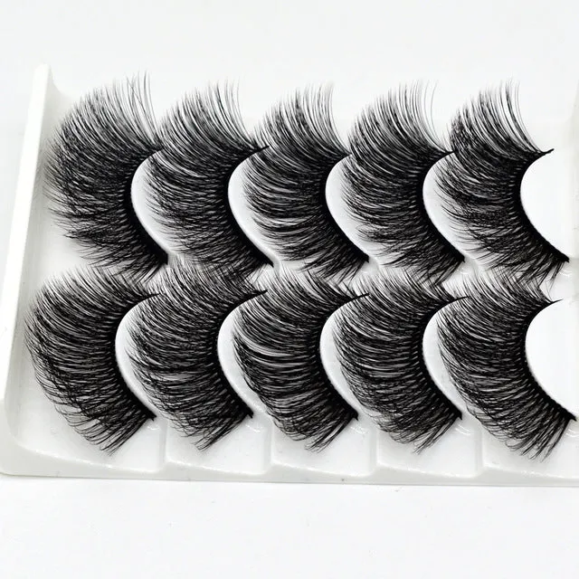 Eyes Dancing 5Pairs 3D Faux Mink Hair Lashes Natural/