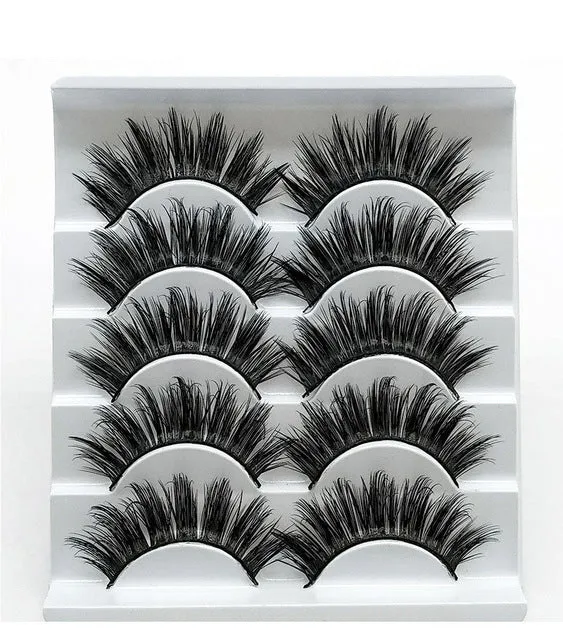 Eyes Dancing 5Pairs 3D Faux Mink Hair Lashes Natural/