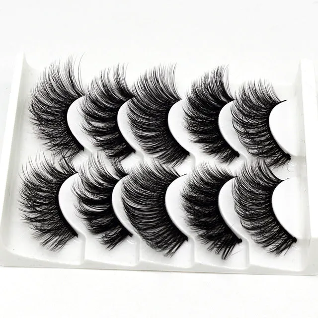 Eyes Dancing 5Pairs 3D Faux Mink Hair Lashes Natural/