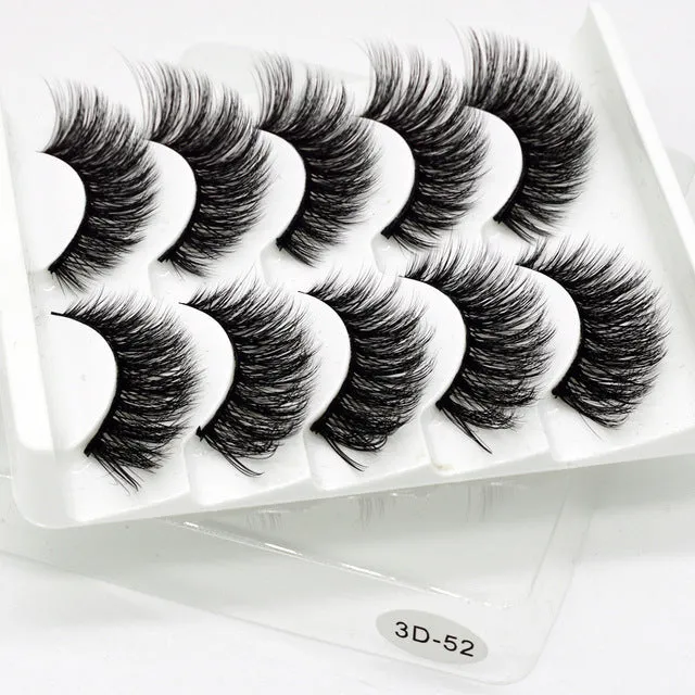 Eyes Dancing 5Pairs 3D Faux Mink Hair Lashes Natural/