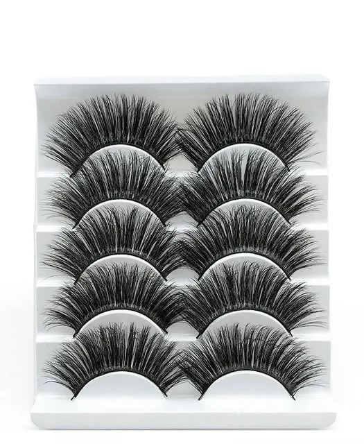 Eyes Dancing 5Pairs 3D Faux Mink Hair Lashes Natural/
