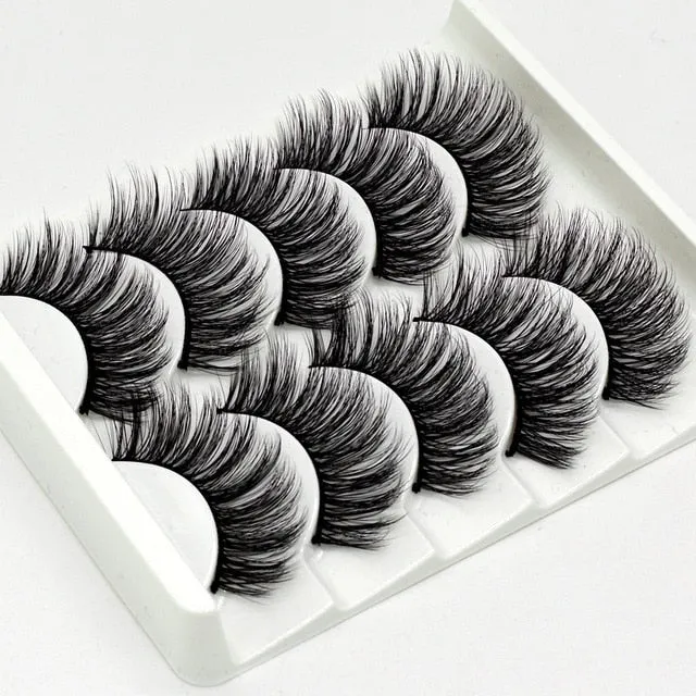 Eyes Dancing 5Pairs 3D Faux Mink Hair Lashes Natural/