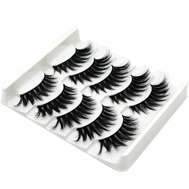Eyes Dancing 5Pairs 3D Faux Mink Hair Lashes Natural/