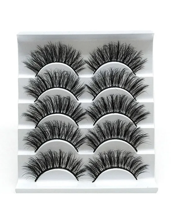 Eyes Dancing 5Pairs 3D Faux Mink Hair Lashes Natural/