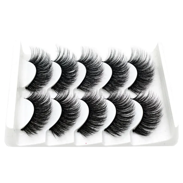 Eyes Dancing 5Pairs 3D Faux Mink Hair Lashes Natural/