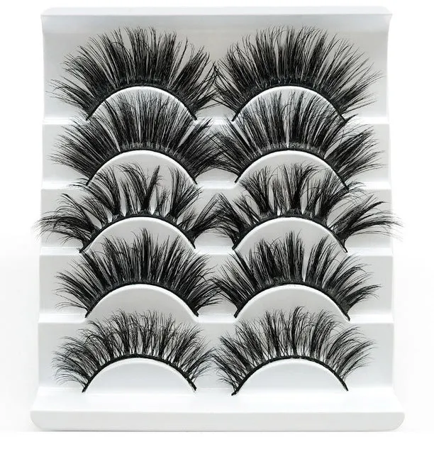 Eyes Dancing 5Pairs 3D Faux Mink Hair Lashes Natural/