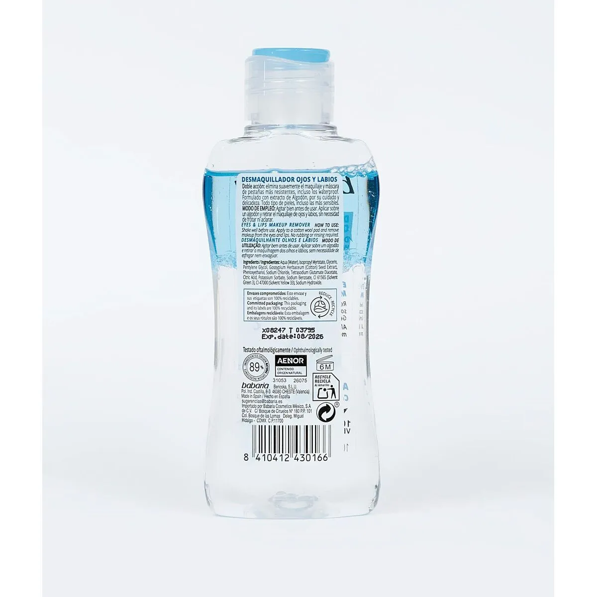 Facial Biphasic Makeup Remover Babaria Eyes Lips (100 ml)