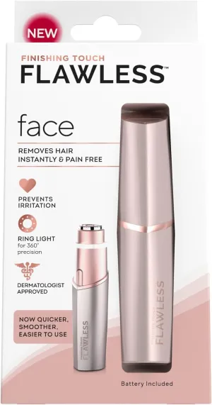 Finishing Touch Flawless Facial Hair Remover for Women, Rose Gold Electric Face Razor with LED Light, Recyclable Packaging