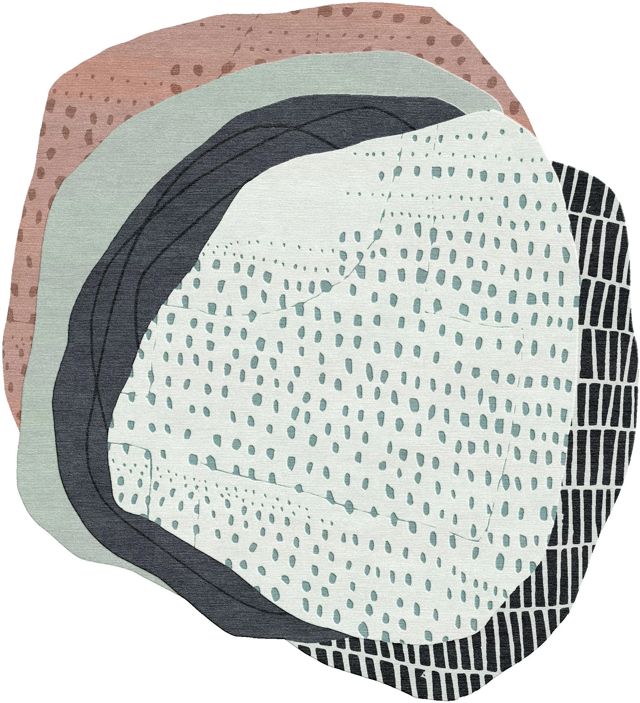 Formations Odd-Shaped Layers Sage/ Gray Area Rug