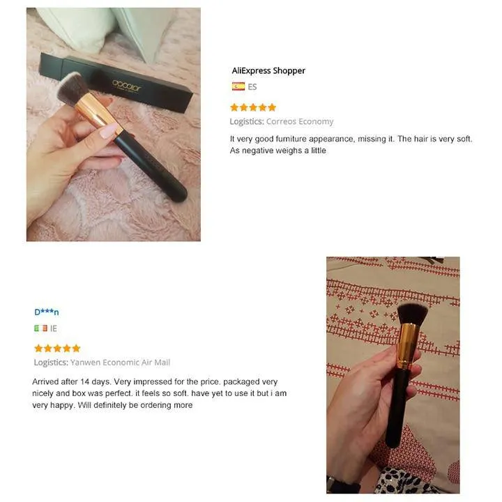 Foundation Fan Contour Powder Flat Top Buffing Highlighter Makeup Brushes