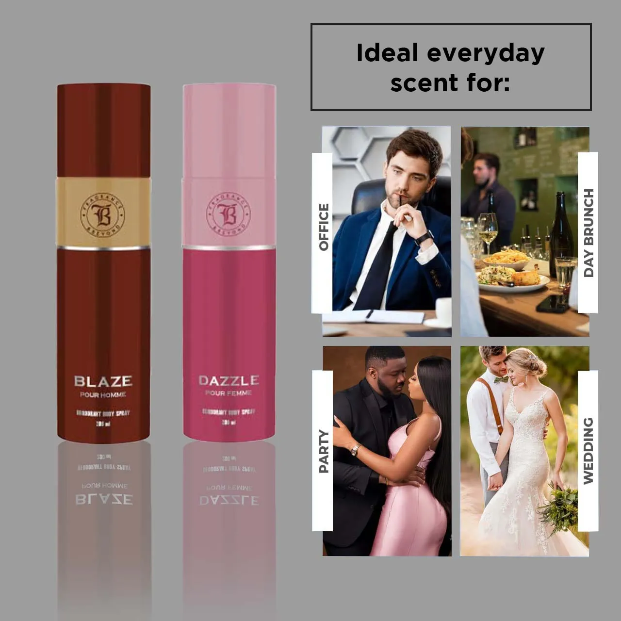 Fragrance & Beyond Body Deodorant for Men And Women (Pack of 2) - 200ml Each | Blaze, Dazzle