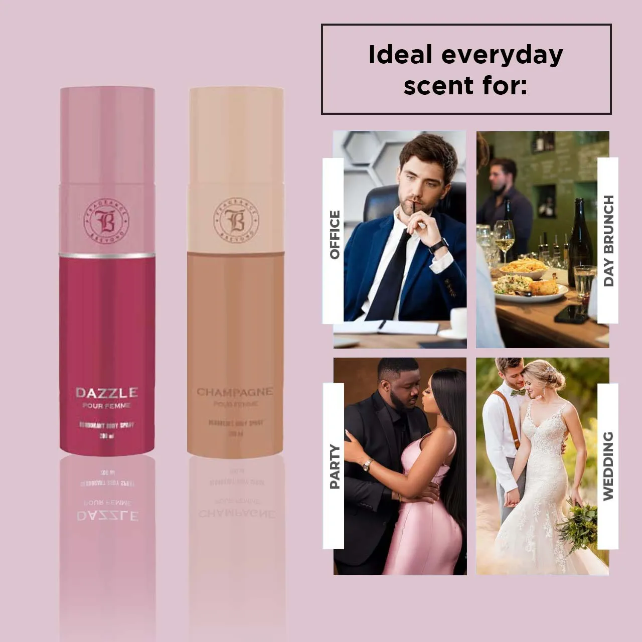 Fragrance & Beyond Body Deodorant for Women (Pack of 2) 200ML Each | Dazzle, Champagne