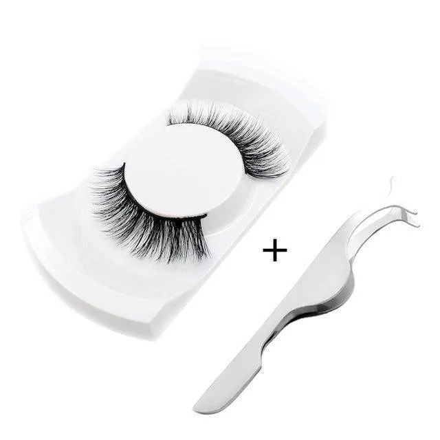Free - 1Pair High quality 3d Eyelashes with Eyelash Applicator makeup Tool