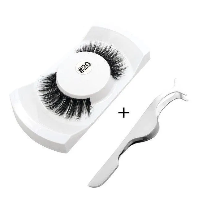 Free - 1Pair High quality 3d Eyelashes with Eyelash Applicator makeup Tool
