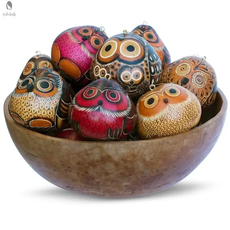 Hand Carved Gourd Mini Owl Ornament