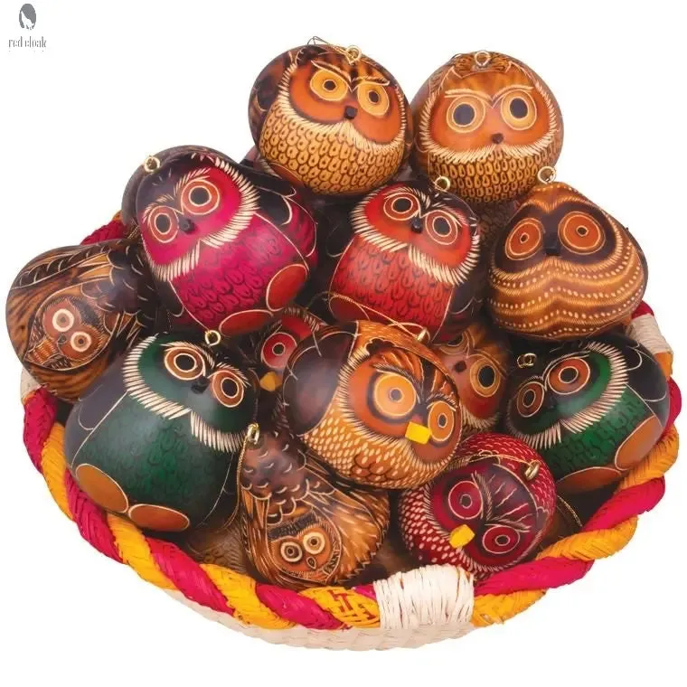 Hand Carved Gourd Mini Owl Ornament