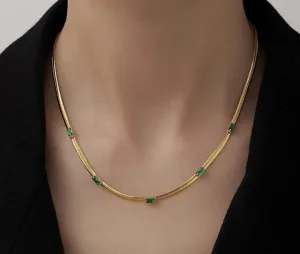 Herringbone Green Chain Choker Necklace