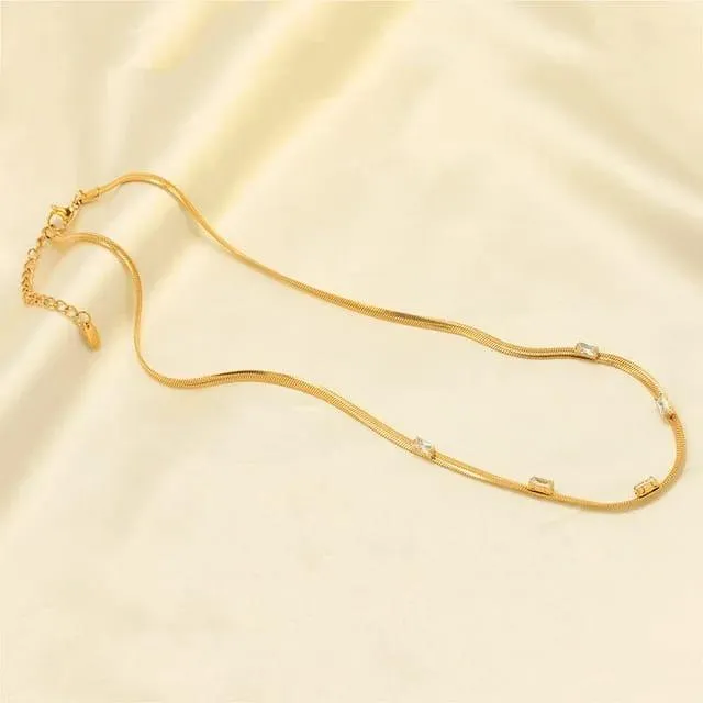 Herringbone White Chain Choker Necklace
