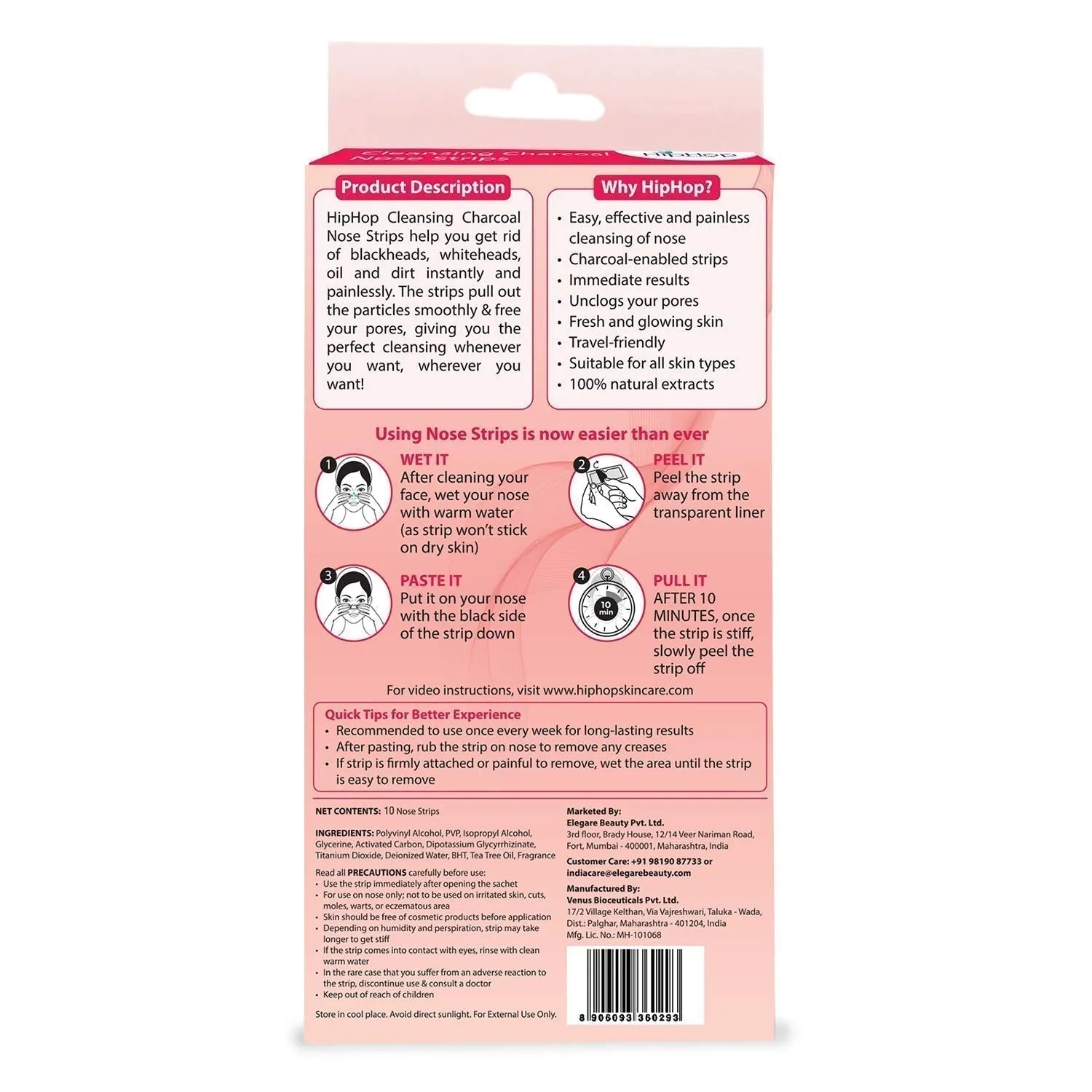HipHop Blackhead Remover Nose Strips for Women (Activated Charcoal, 10 Strips)   Facial Wax Strips (Argan Oil, 20 Strips)