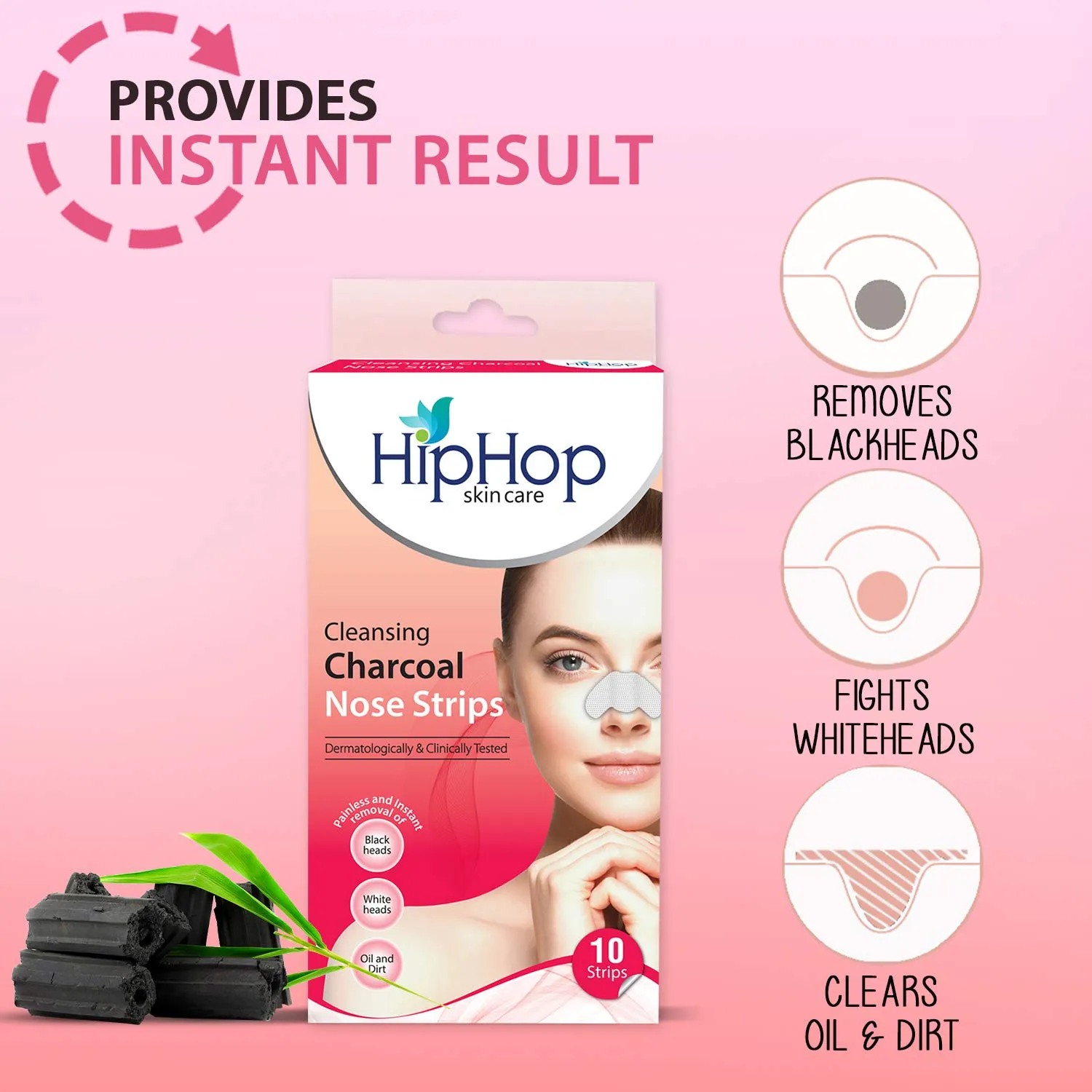 HipHop Blackhead Remover Nose Strips for Women (Activated Charcoal, 10 Strips)   Facial Wax Strips (Argan Oil, 20 Strips)