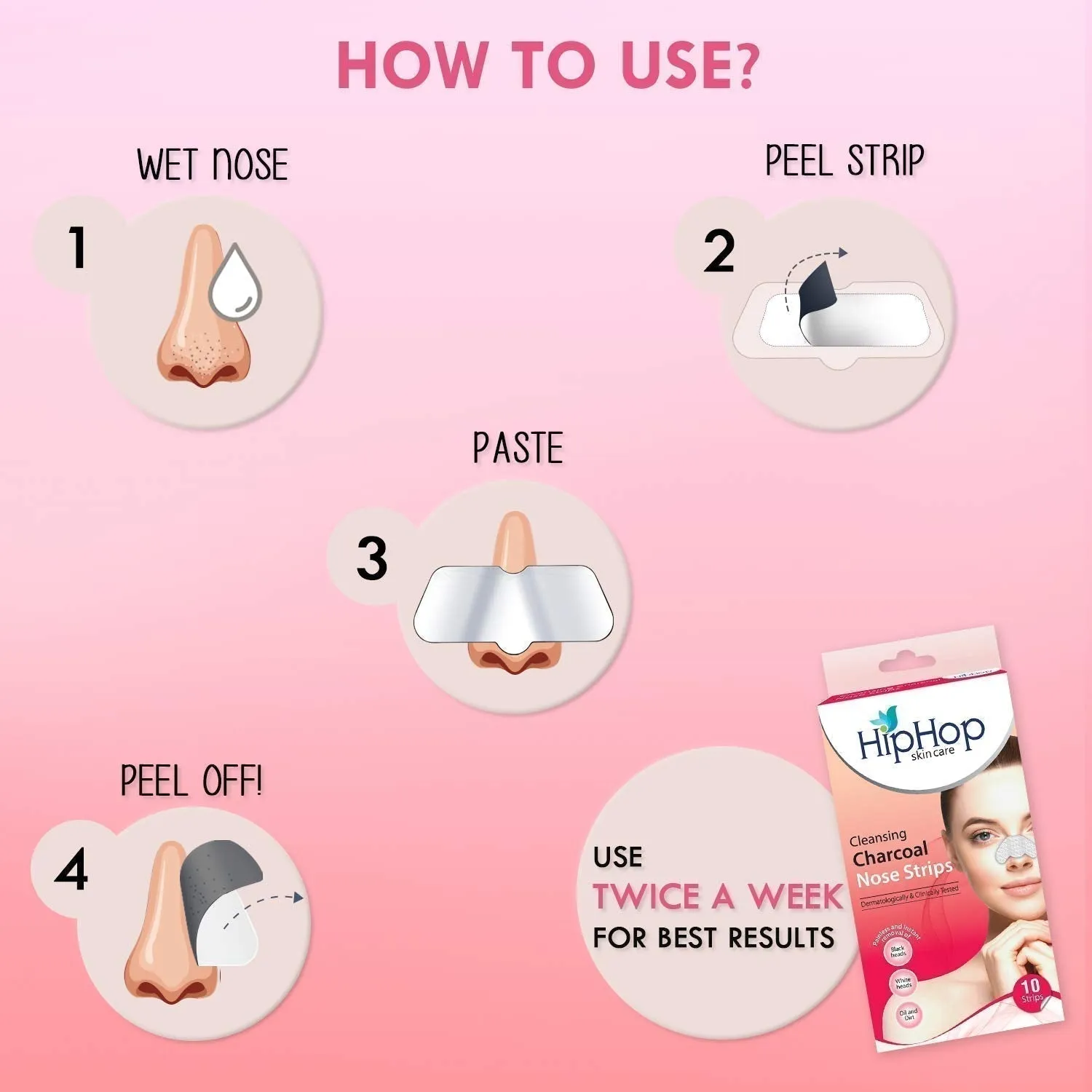 HipHop Blackhead Remover Nose Strips for Women (Activated Charcoal, 10 Strips)   Facial Wax Strips (Argan Oil, 20 Strips)