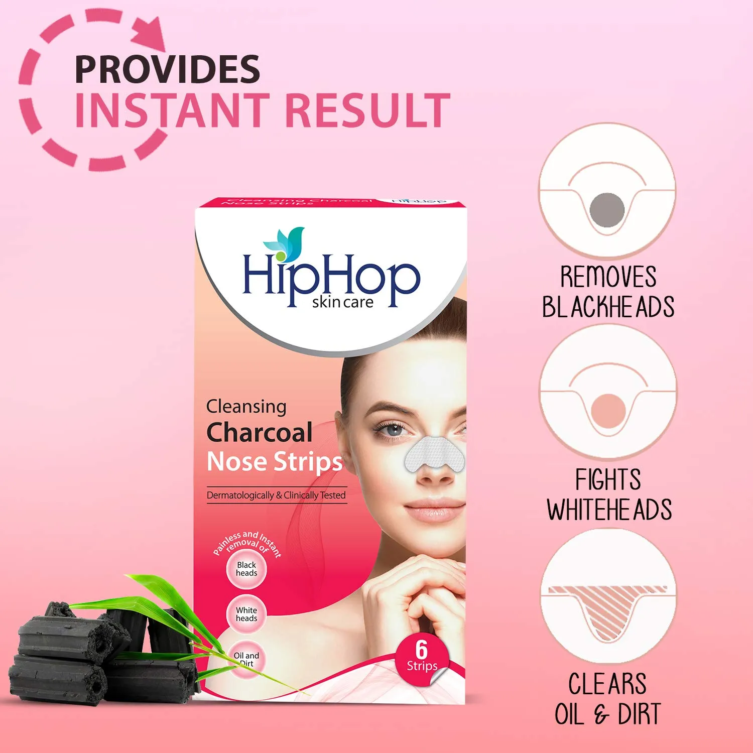 HipHop Blackhead Remover Nose Strips for Women (Activated Charcoal, 6 Strips)   Facial Wax Strips (Argan Oil, 20 Strips)
