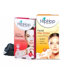 HipHop Blackhead Remover Nose Strips for Women (Activated Charcoal, 6 Strips)   Facial Wax Strips (Argan Oil, 20 Strips)