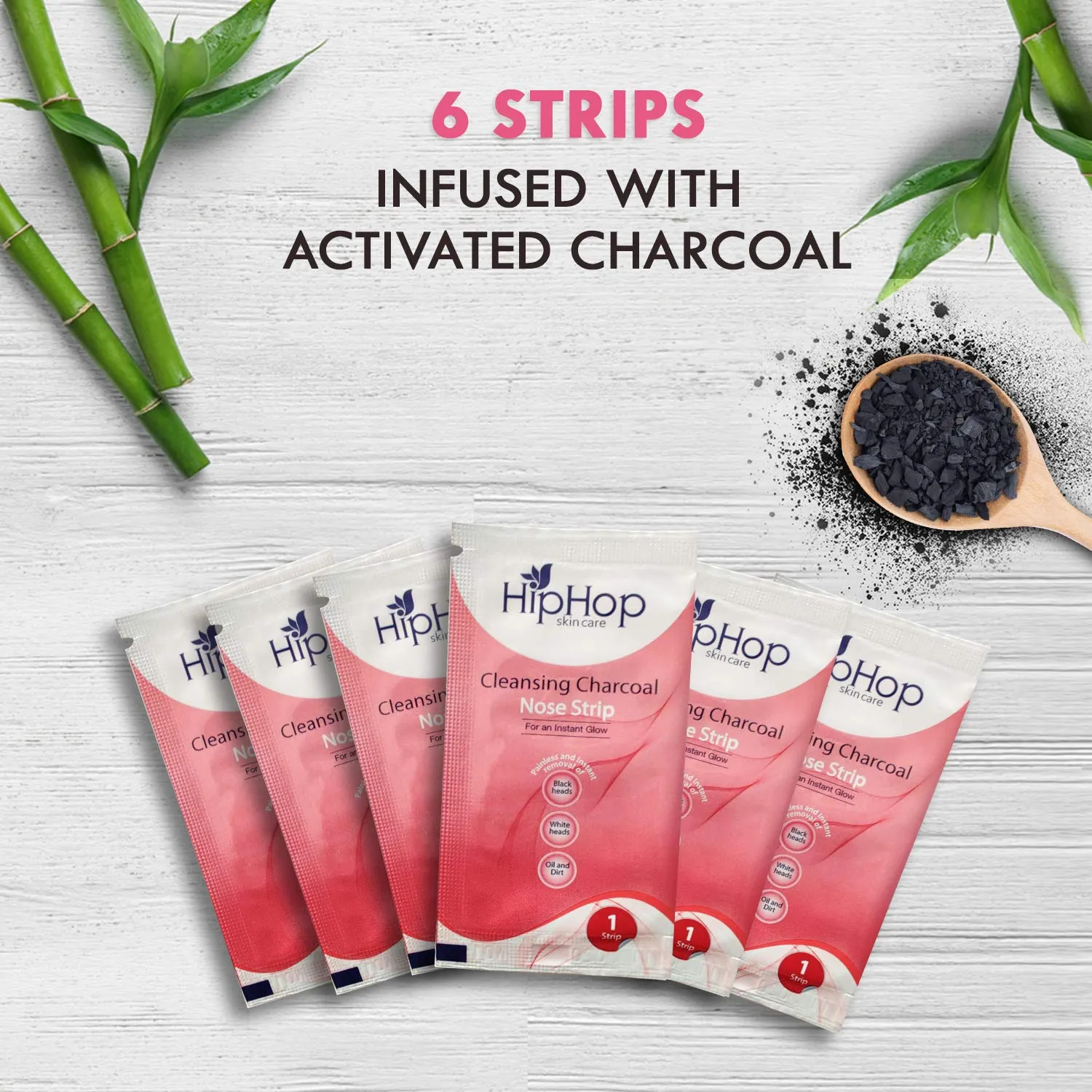 HipHop Blackhead Remover Nose Strips for Women (Activated Charcoal, 6 Strips)   Instant Makeup Remover Wipes (Micellar water, 30 Wipes)