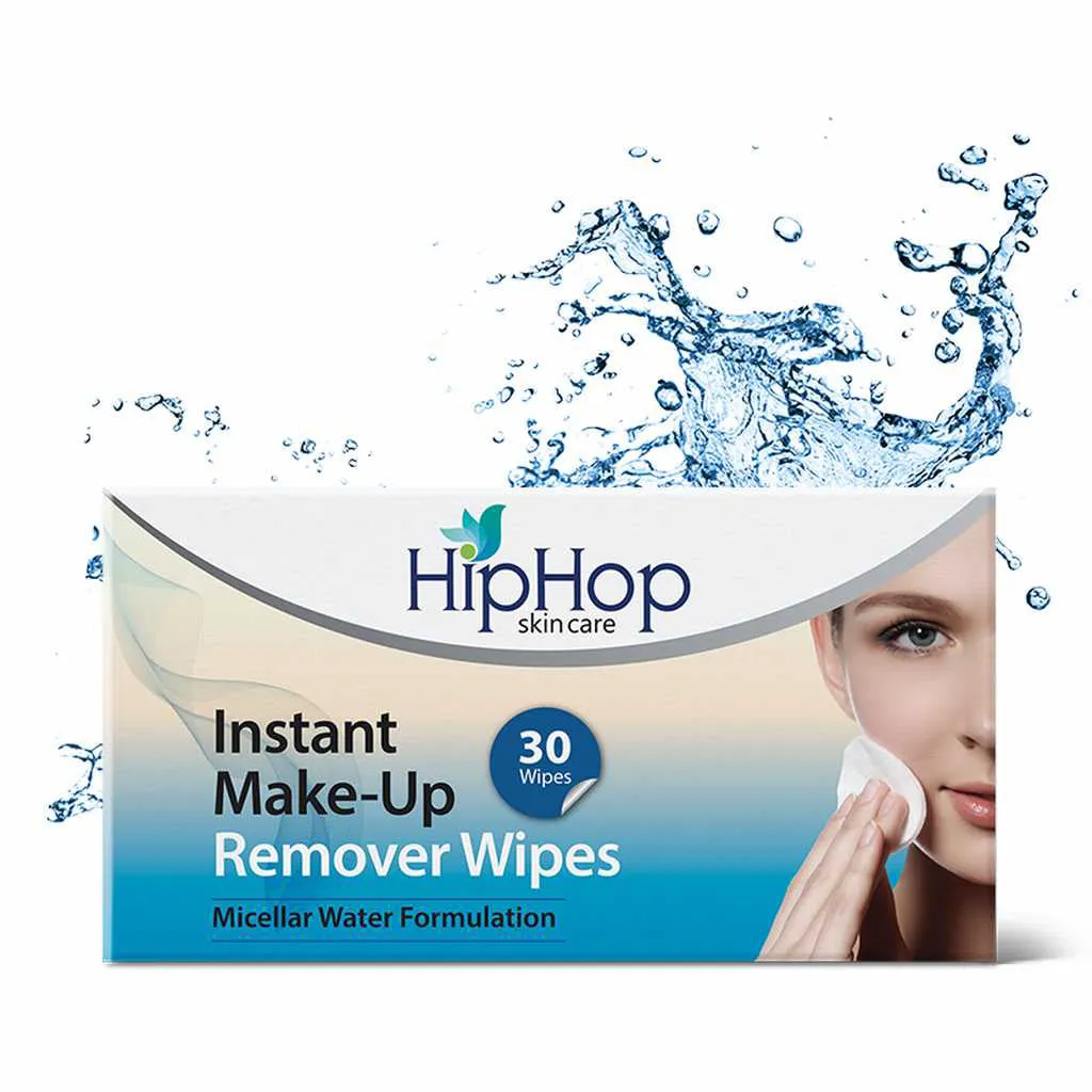 HipHop Blackhead Remover Nose Strips for Women (Activated Charcoal, 6 Strips)   Instant Makeup Remover Wipes (Micellar water, 30 Wipes)
