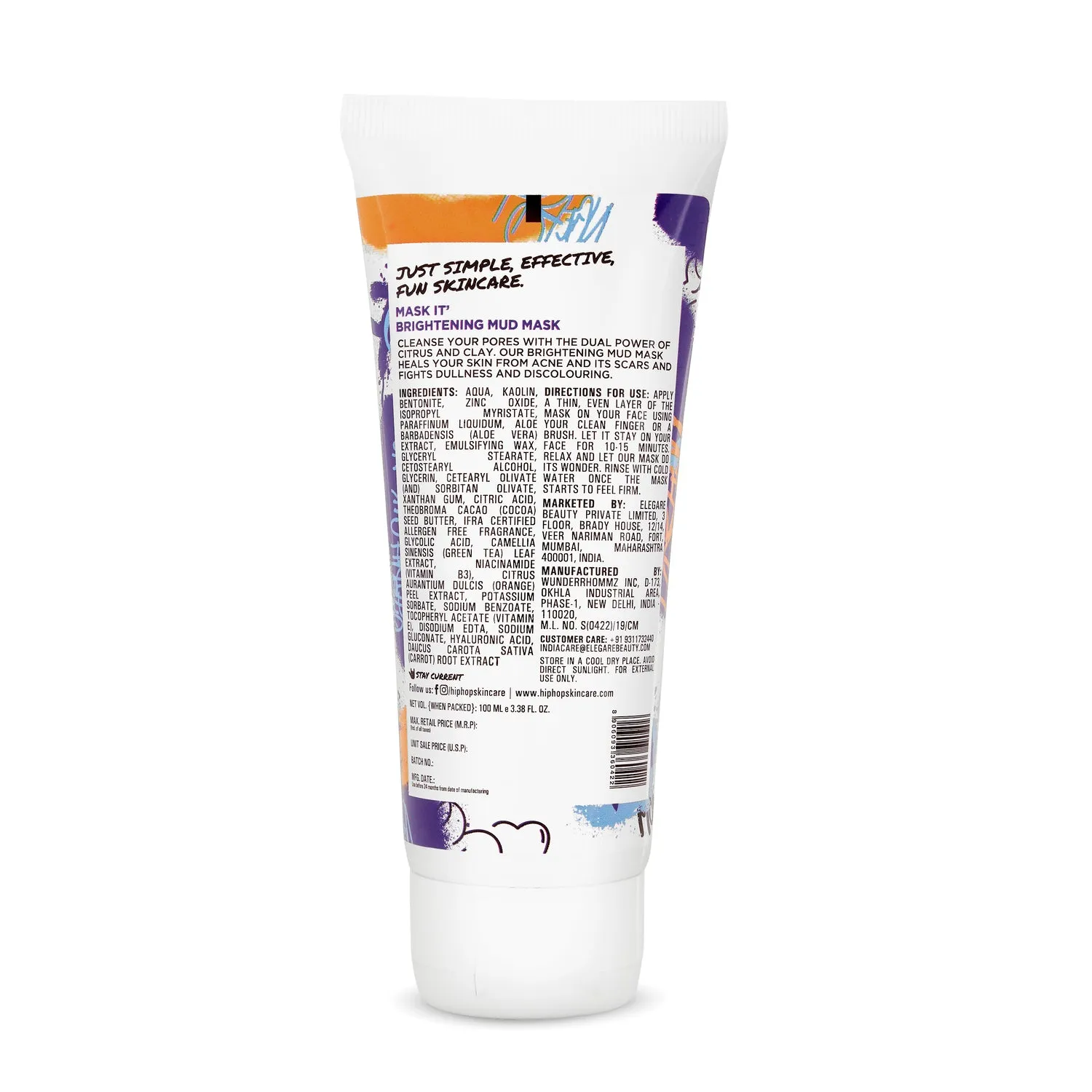 HipHop Facial Wax Strips (Argan Oil, 20 Strips)   Brightening Mud/Face Mask (Orange Peel Extract, 100 ml)