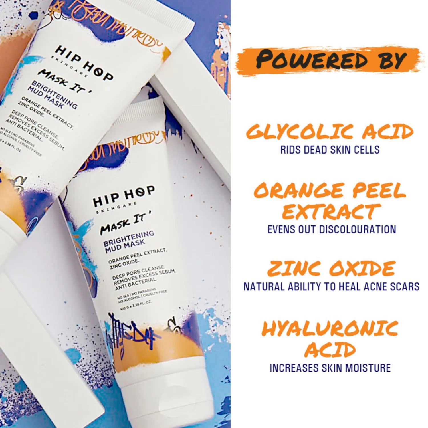 HipHop Facial Wax Strips (Argan Oil, 20 Strips)   Brightening Mud/Face Mask (Orange Peel Extract, 100 ml)