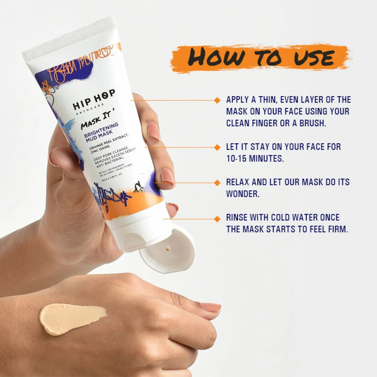 HipHop Facial Wax Strips (Argan Oil, 20 Strips)   Brightening Mud/Face Mask (Orange Peel Extract, 100 ml)