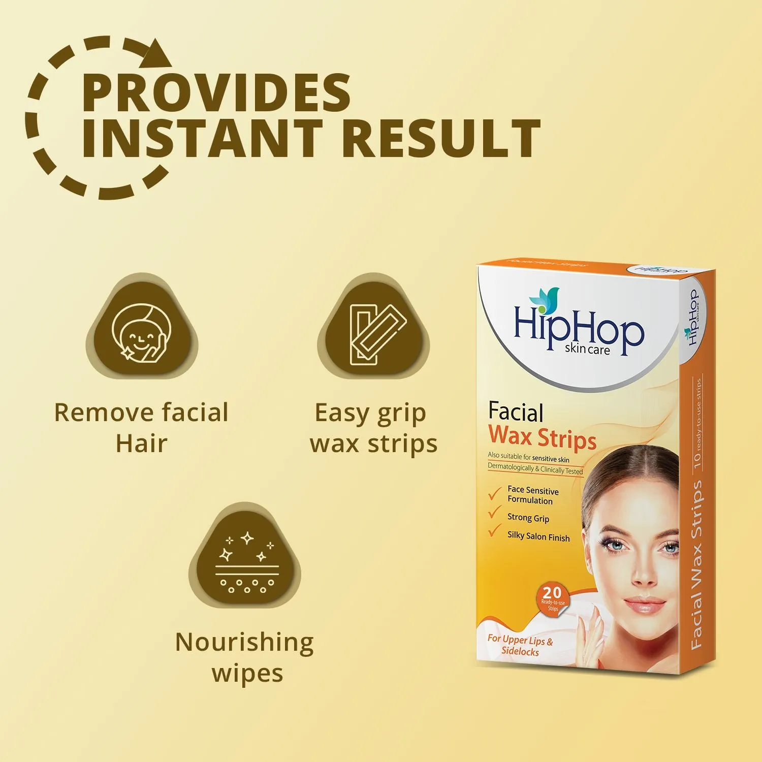 HipHop Facial Wax Strips (Argan Oil, 20 Strips)   Brightening Mud/Face Mask (Orange Peel Extract, 100 ml)
