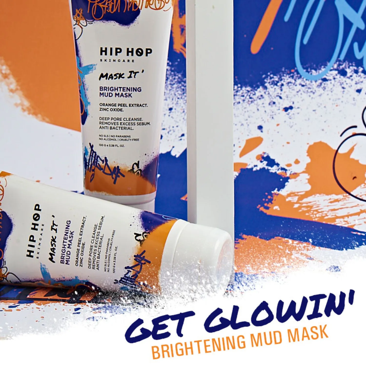 HipHop Facial Wax Strips (Argan Oil, 20 Strips)   Brightening Mud/Face Mask (Orange Peel Extract, 100 ml)