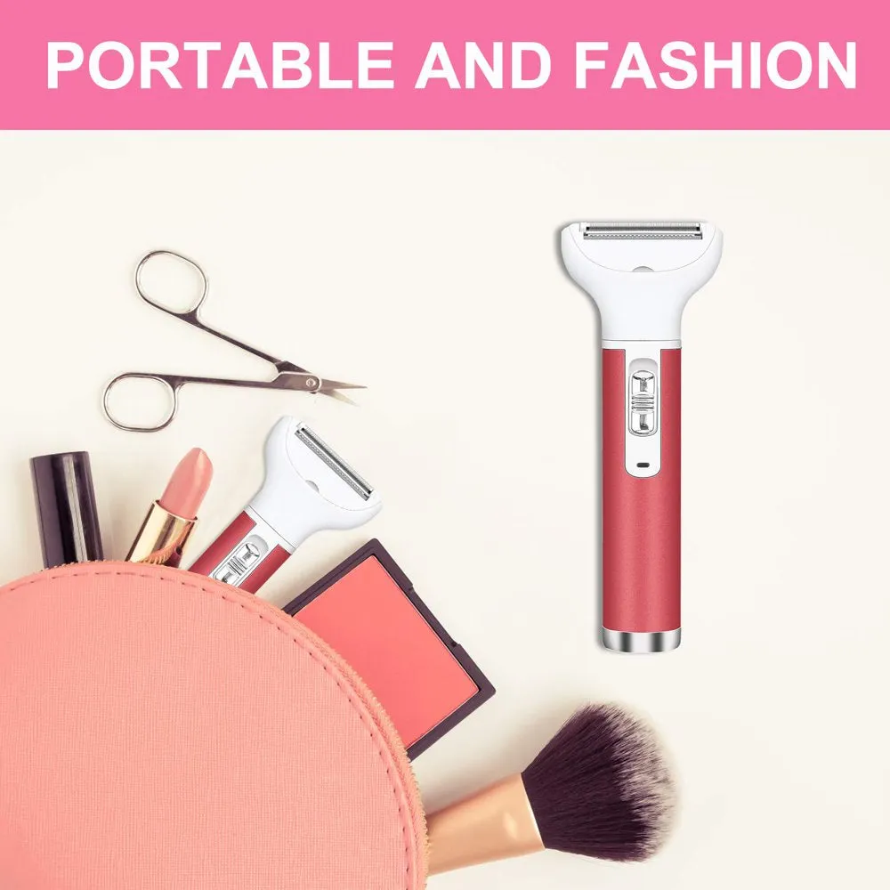 Hoey Electric Razor for Women, 5 in 1 Cordless Face Shaver Set, Wet & Dry Lady Hair Remover, Painless Facial & Body Hair Exfoliation USB Rechargeable, for Bikini Line, Nose Hair, Eyebrow, Arm, Leg