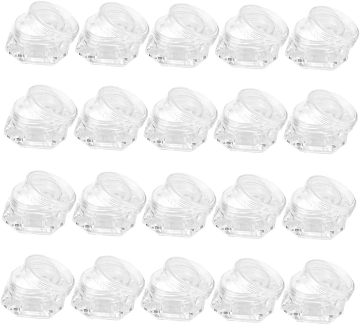 Housoutil 40pcs Refillable Empty Cosmetic Containers Transparent Diamond-shaped Jars for Loose Powder Creams and Lotions Portable Makeup Storage