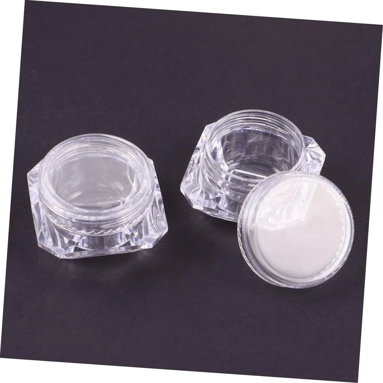 Housoutil 40pcs Refillable Empty Cosmetic Containers Transparent Diamond-shaped Jars for Loose Powder Creams and Lotions Portable Makeup Storage