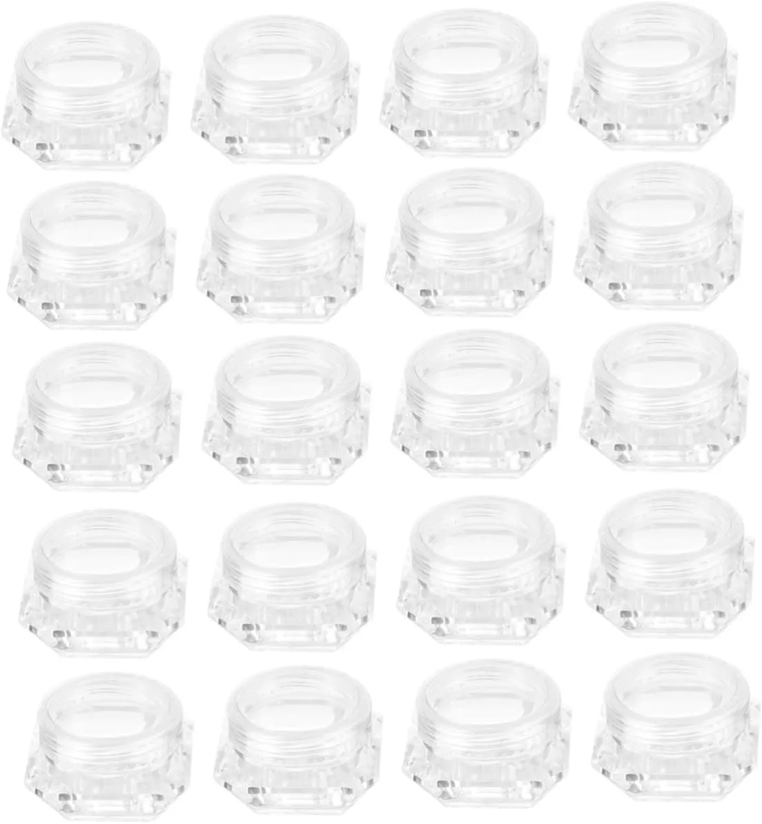 Housoutil 40pcs Refillable Empty Cosmetic Containers Transparent Diamond-shaped Jars for Loose Powder Creams and Lotions Portable Makeup Storage