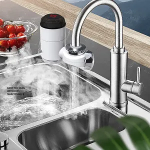 Instant Electric Heating Faucet Water Faucet Electric Hot Water Heater Faucet with LCD Temperature Display Bathroom Kitchen
