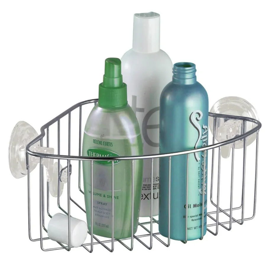 Interdesign 41820 Reo Power Lock Suction Corner Basket, Stainless Steel
