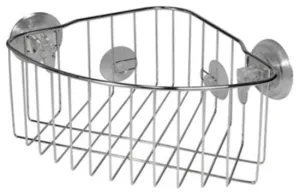 Interdesign 41820 Reo Power Lock Suction Corner Basket, Stainless Steel