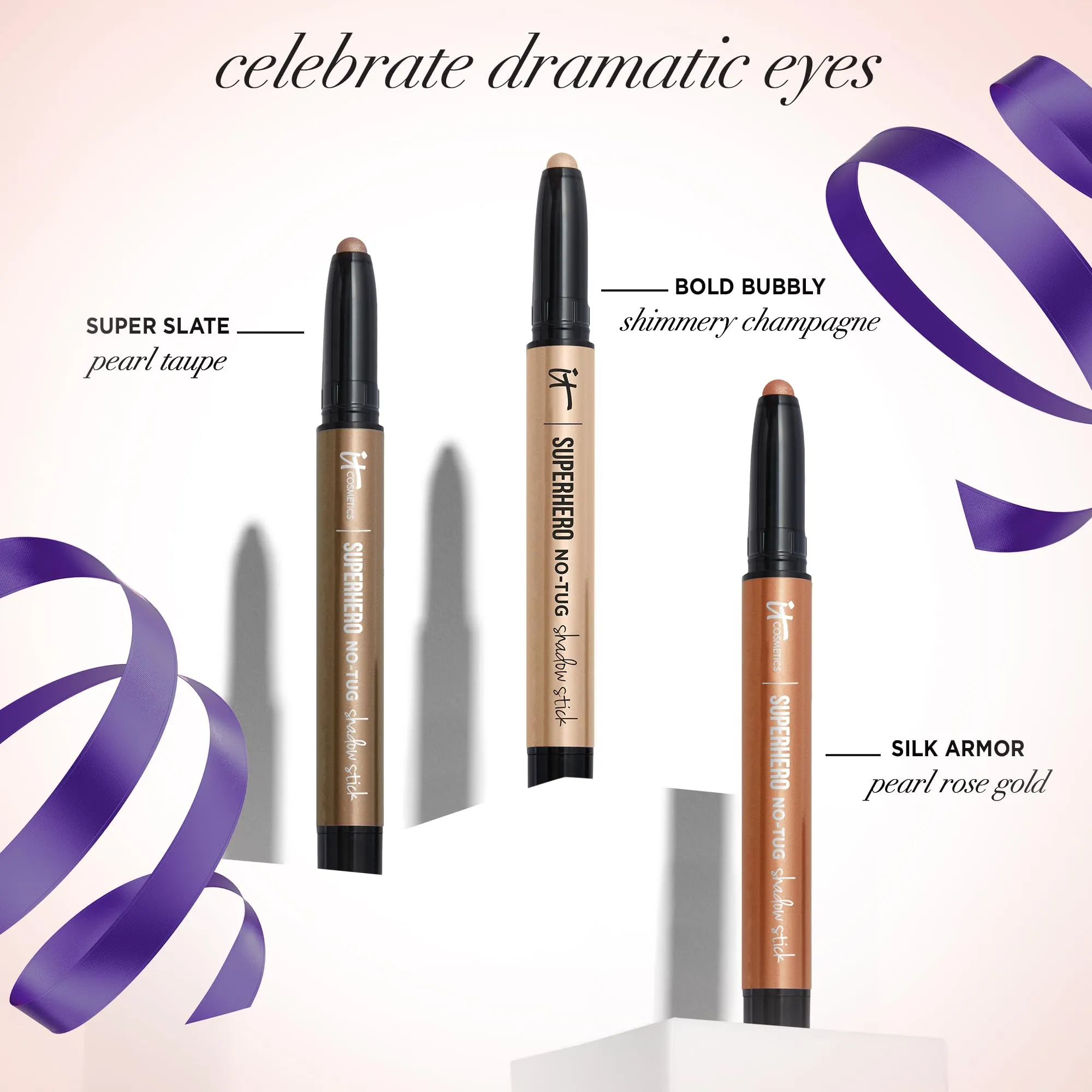 IT Cosmetics Celebrate Sparkle & Shine Waterproof Eyeshadow Stick 3-Piece Gift Set, Makeup Kit for Women Featuring Trio of Full-Size Eye Shadow