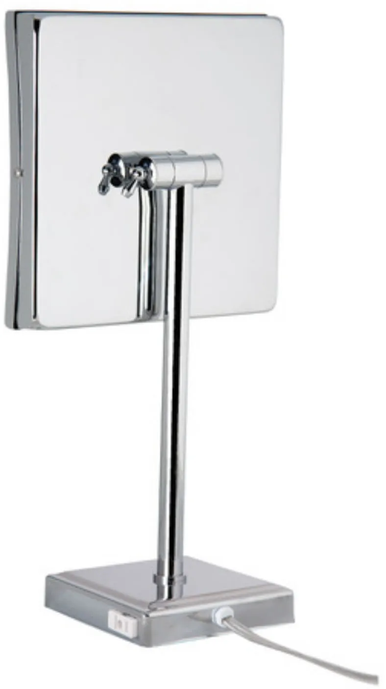 Jerdon 5x LED 8.5" Square LED Makeup Mirror with Brass Construction has Touch Controls