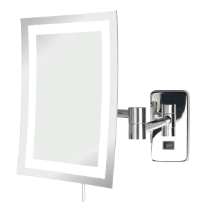 Jerdon Hardwired Minimalist Edge-to-Edge 5x LED Halo-Lighted Makeup Mirror - 2 Finishes