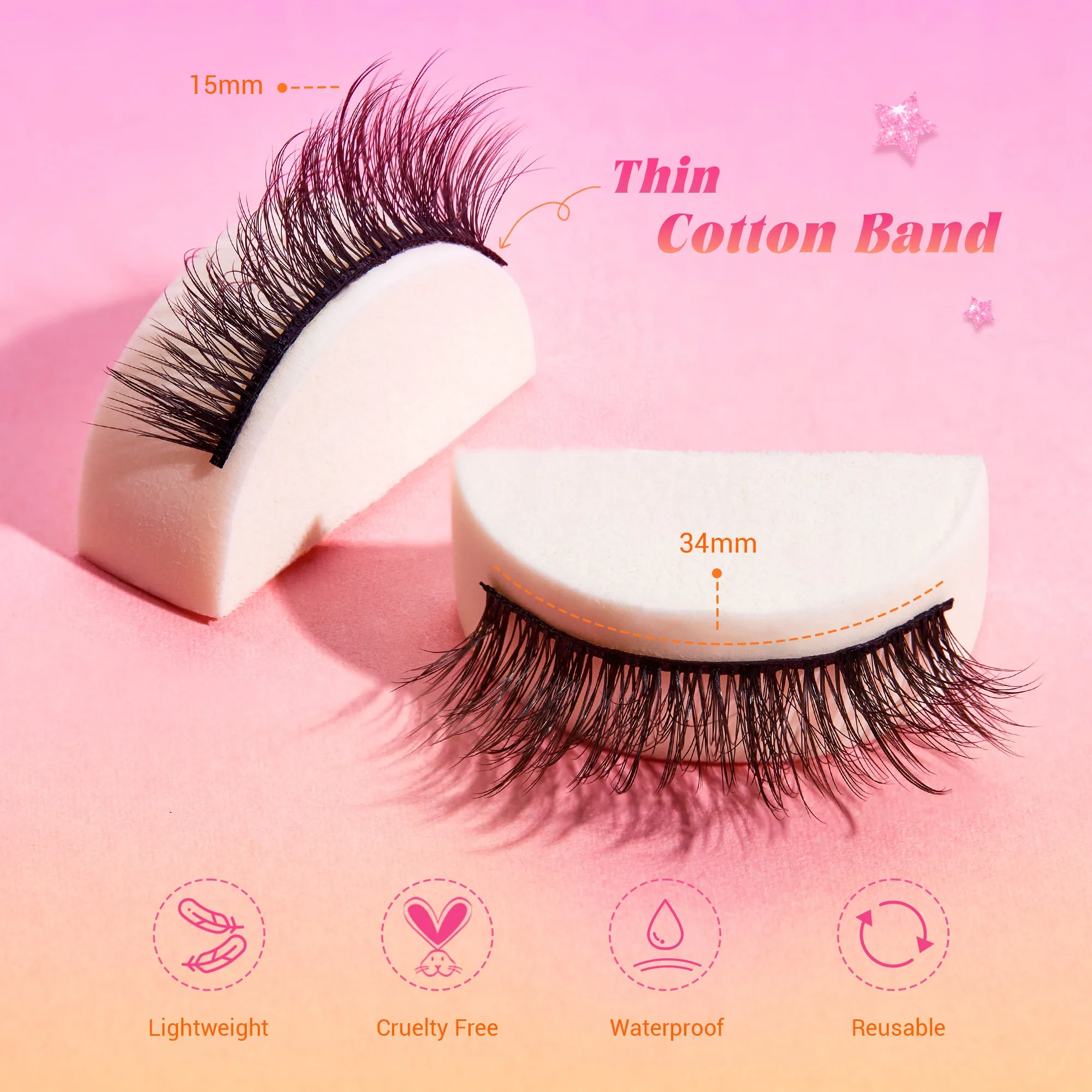 Jessup False Eyelashes Natural Look Fake Eyelashes 1 Pairs Pack Wispy Lashes Faux Mink Eyelashes 3D Short Fluffy Reusable False Lashes