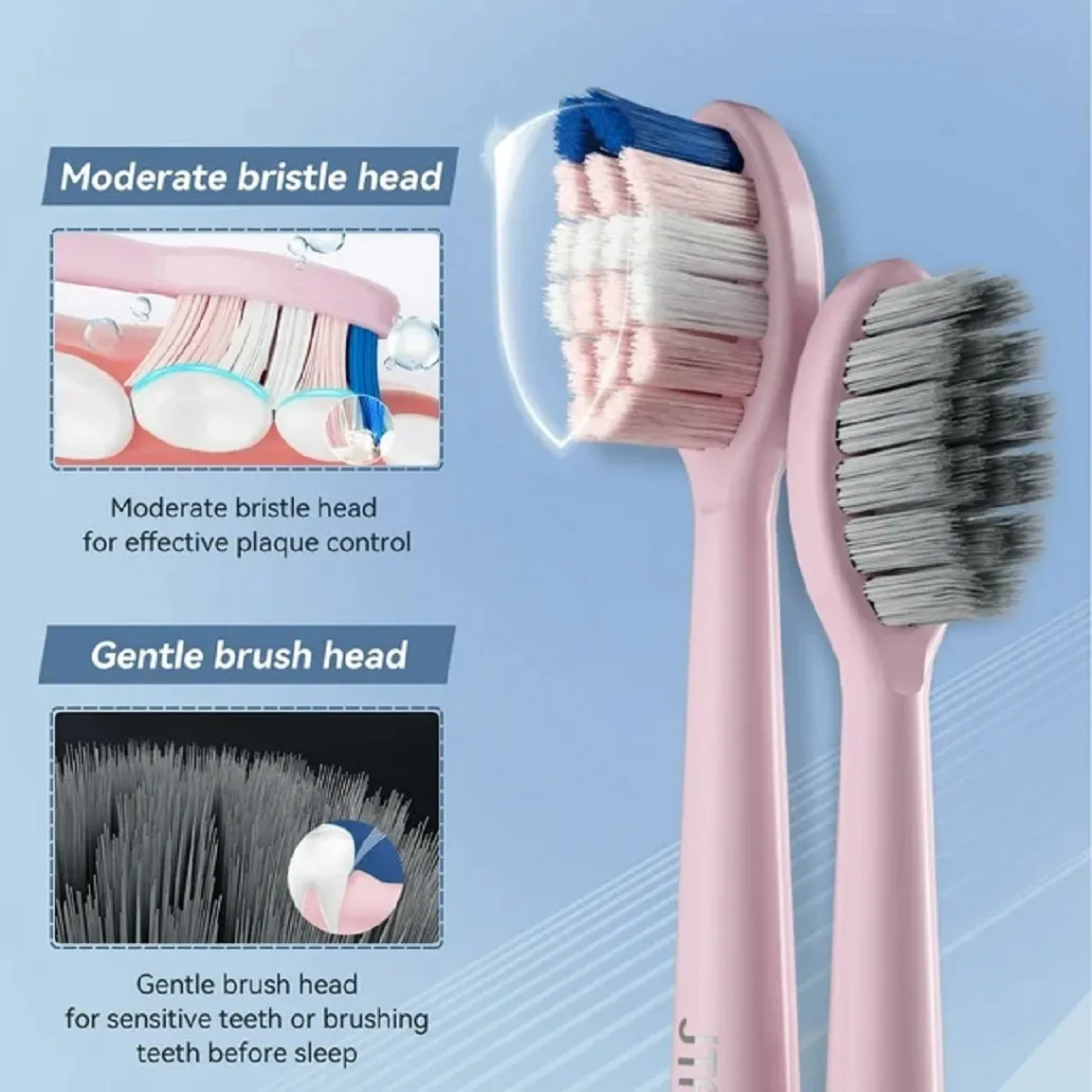JTF Jtf-P200-Pink Sonic Electric Toothbrush For Adults With 5 Modes & 6 Brush Heads - Pink