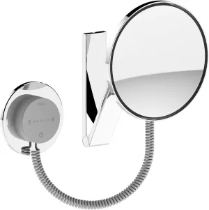 KEUCO 5x Round 2,700k-6,500k LED Coiled Cord Hardwired Makeup Mirror, LED Control Panel