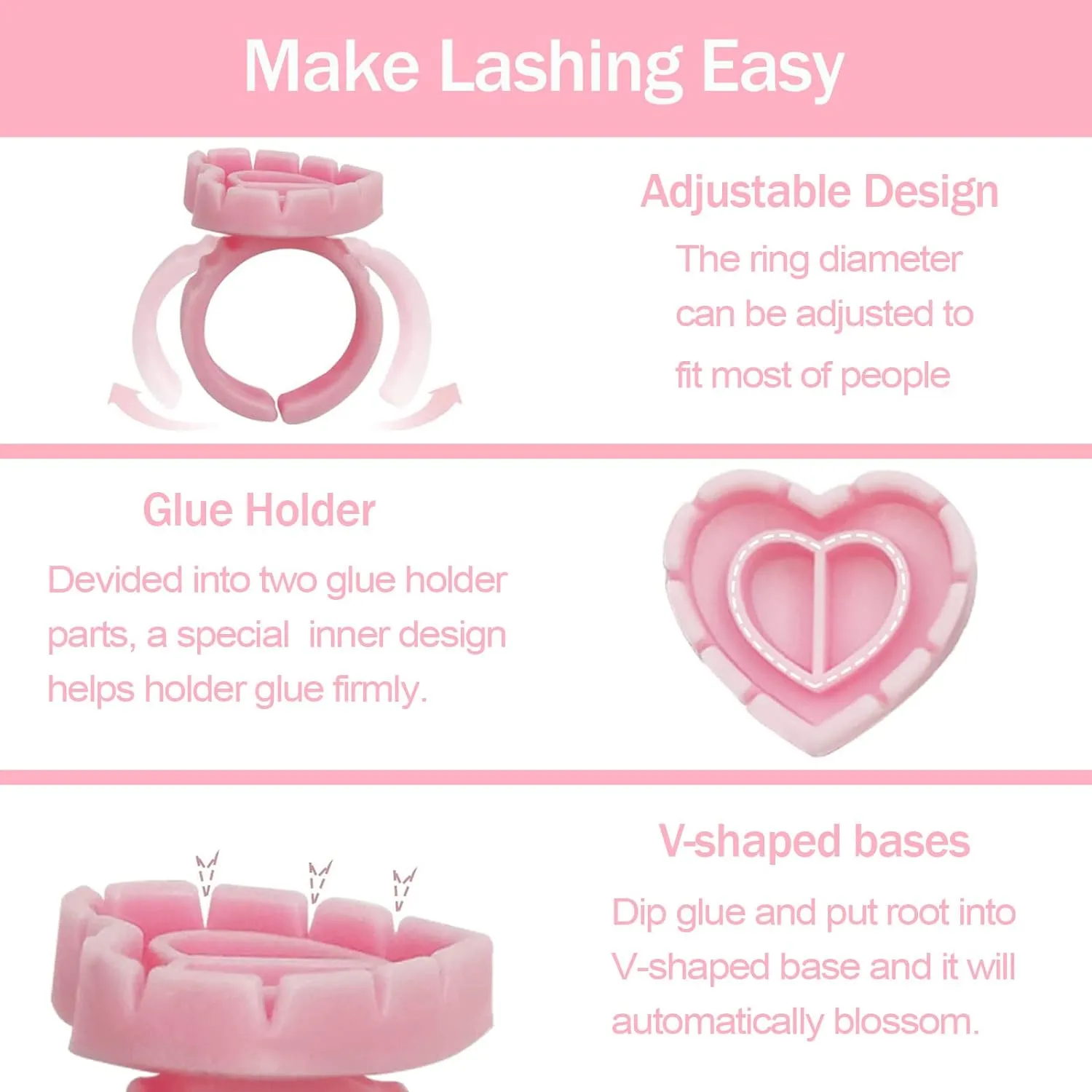 Kulis - Eyelash Glue Ring - Heart Shape - 100Pcs/Pkt
