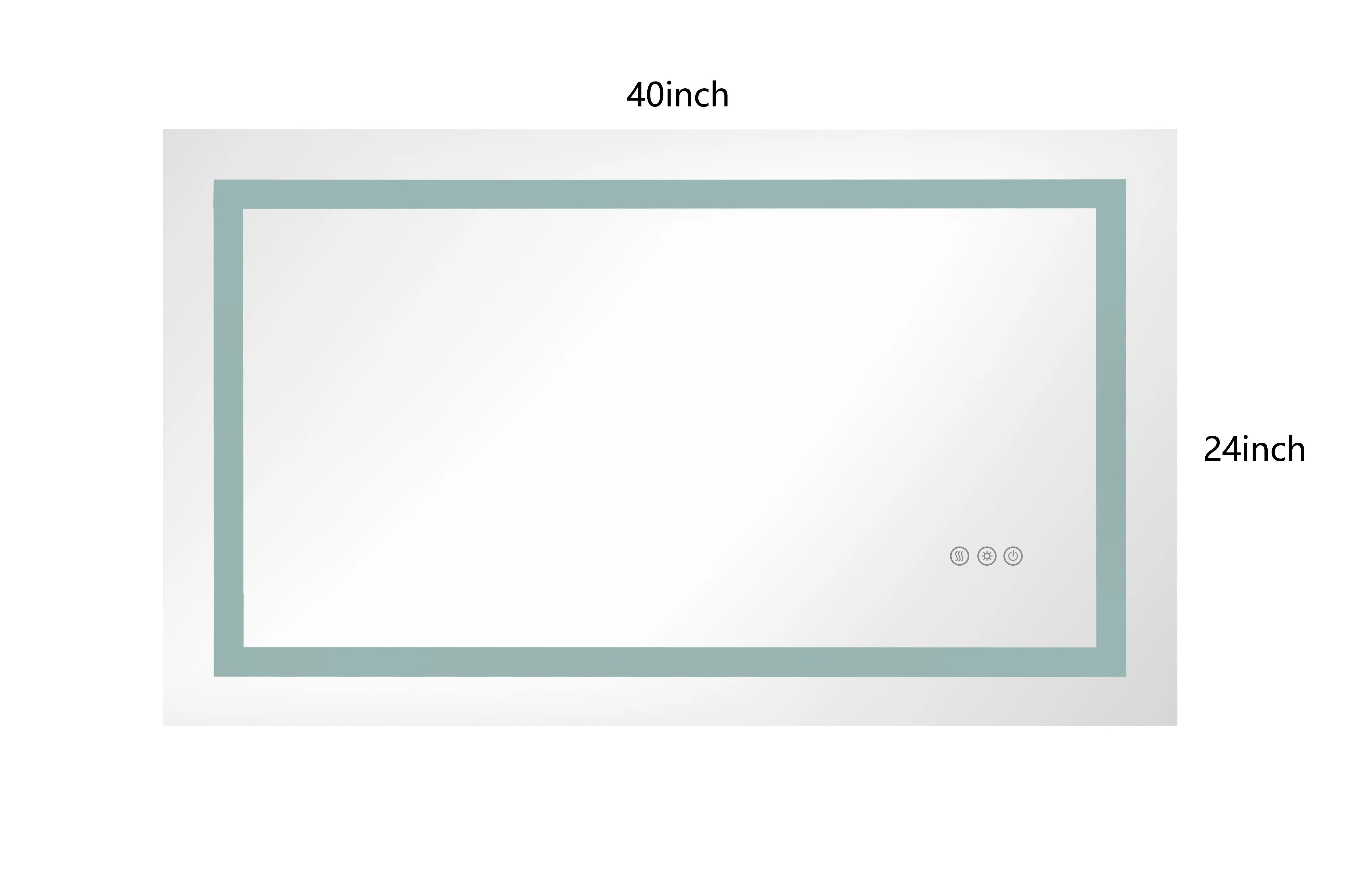 Led Lighted Bathroom Wall Mounted Mirror With High Lumen, Anti-Fog Separately Control, Dimmer Function - White