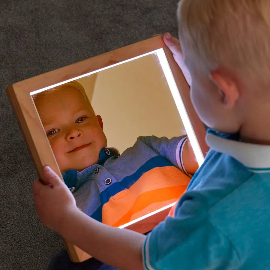 Light Up Square Hand Mirrors